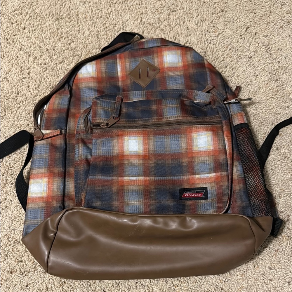 Dickies Plaid Backpack - Brown and Blue New